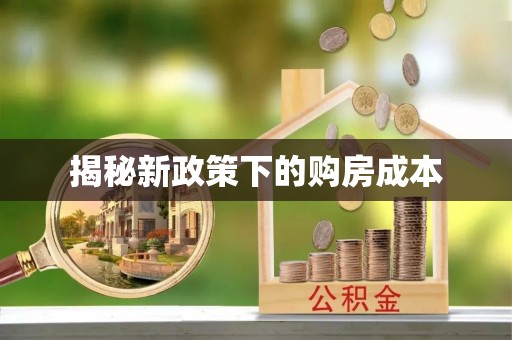景东揭秘新政策下的购房成本